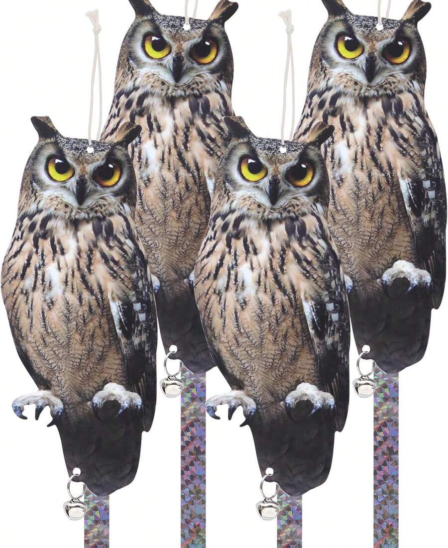 4-Pack Reflective Owl Deterrents: Hanging Bird Scarers For Garden & Windows - Amazed Eagle 4pcs - View 1