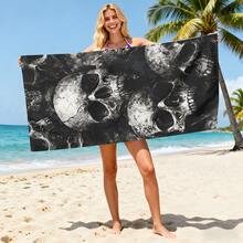 1 khăn tắm biển in hình đầu lâu, mềm mại, thoải mái và nhẹ, thích hợp cho du lịch, bơi lội, lặn biển, lướt sóng, yoga, cắm trại và các phụ kiện bãi biển khác. - SSTJ10647 - Xem 5