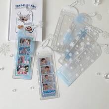 1个透明白色雪花形4槽卡套，长挂绳徽章卷轴，女粉丝卡包 - 雪花卡套 - 查看 3