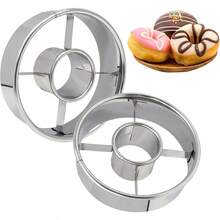 1/2pcs Stainless Steel Donut Cutter - Durable Donut Cutting Baking Tool Suitable For Donuts, Bagels, Cookies And Pastries - For Home And Professional Use - Silver - View 7