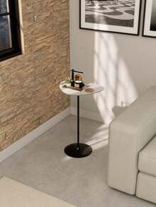 Inaugurates Furniture Organic Side Table 60cm Support For Living Room Corner Sofa High Industrial Steel Base - White - View 3