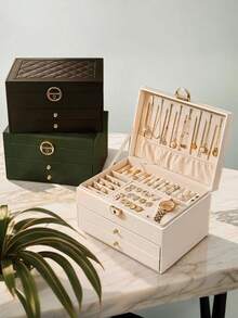 3-Layer High Capacity Locked Jewelry Box, Luxury Multi-Function Storage Container, Drawer Style Jewelry Organizer, Suitable For Storing Earrings, Rings, Watches, Necklaces, Bracelets, Holiday Gift - Multicolor - View 6