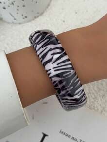 1件波西米亚几何复古夸张弧形光滑吊坠树脂手镯，奢华优雅，适合婚礼、派对、度假、休闲、街头风格，是节日、生日时送给女士和情侣的理想礼物 - 手鐲 - 查看 3