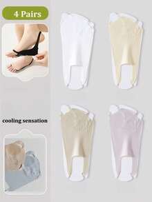 1/4/7 Pairs Of Ice Silk Socks, Thin Toe Socks For Spring And Summer, Non Slip Invisible Socks, Shallow Boat Socks, Socks For High Heels Two Finger Socks - Multicolor - View 26
