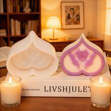 心形婴儿造型硅胶蜡烛皂模具 - 手捧婴儿脚丫设计，适用于DIY蜡烛、肥皂、树脂、石膏及婴儿派对纪念品工艺品 - Heart Baby Mold - 查看 4