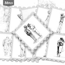 56件藝術素描角色貼紙包 | 時尚且鮮活的角色生活圖案乙烯貼紙 | 適用於手機、行李箱和裝飾 | 完美適合粉絲和創意愛好者 - 方形 - 查看 10