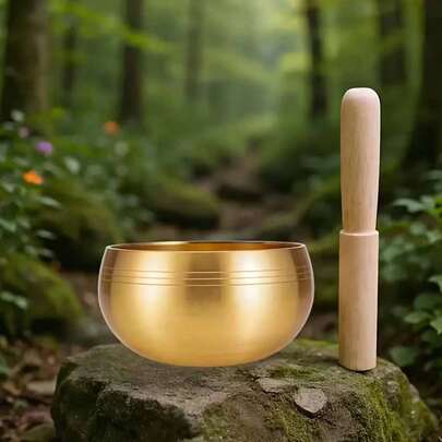 1 pieza Cuenco Tibetano hecho a mano (con mazo de madera), ideal para yoga, meditación, práctica de atención plena, equilibrio de chakras y sanación sonora. También es un accesorio profesional para la sanación sonora y la meditación para el bienestar mental.