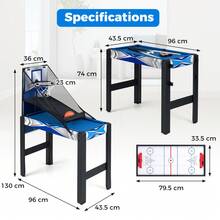 COSTWAY 6-In-1 Multi Game Table, Combo Game Table Set With Air Hockey, Table Tennis, Basketball, Billiards, Shuffleboard &Amp; Bowling, Complete Accessories Included, Blue - Blue - View 6