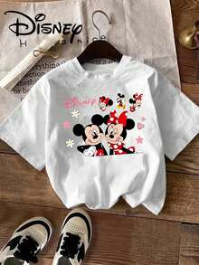 Licensed Disney T-Shirt Made Of Pure Cotton, Adorable Soft Crew Neck T-Shirt With Mickey Mouse Motif, Full Of Vibrant Design Details, A Disney Gift, The Fabric Is Durable And Easy To Care For, Suitable For Everyday Outings, Commuting And Other Occasions, Full Of Holiday Spirit. - 白色 - 查看 1