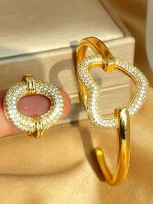 18K Gold Plated Stainless Steel Elegant And Sparkling Zirconia Women's Bracelet Suitable For Daily Wear, Party Accessories - Multicolor - View 7