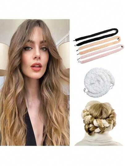 1pc Heatless Curling Iron For Creating Large Waves Features Elastic Curling Barrels At Both Ends, A Built-In Flexible Metal Wire For Overnight Use, And High-Resilience Rubber Filling That Is Soft And Durable. It's Heatless And Suitable For Normal Hair Types, Perfect For Creating Relaxed, Wavy Styles – Ideal For European And American Minimalist Hairstyles.