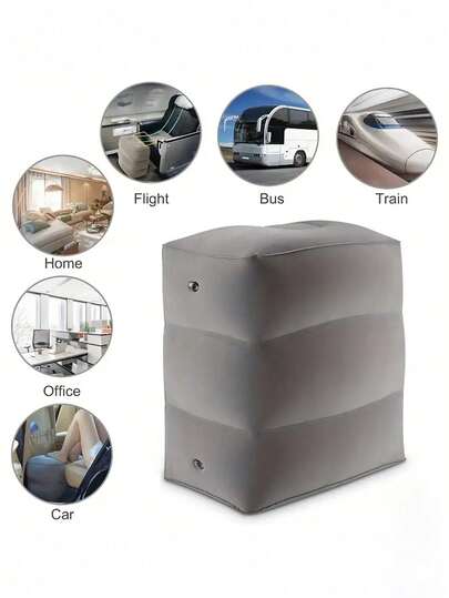 Almohada inflable para descansar los pies, ligera y plegable, adecuada para avión, tren, coche, viajes de negocios, siesta, cojín de aire ajustable para los pies, accesorio de viaje esencial para hombres y mujeres