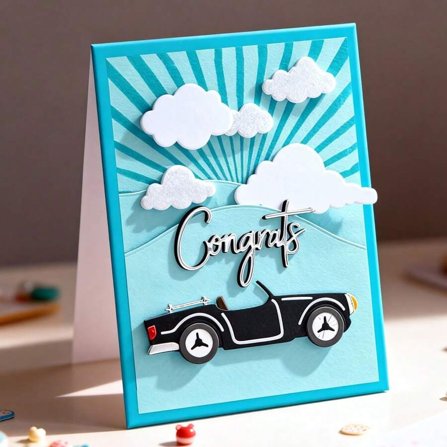 Creative Cloud Dies，DIY剪贴簿相册和压花模板，贺卡制作工具，卡片纸切割工艺品，礼品卡制作模板模切。 - 銀色 - 查看 1