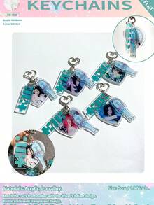 K-Pop风格MINJU、YUNAH、WONHEE、IROHA、MOKA应援棒，亚克力钥匙扣挂件，可个性化装饰汽车/卡片/包包，男女皆宜，圣诞节、万圣节、节日礼物 - 彩色 - 查看 4