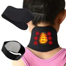 1/5pcs Magnetic Neck Massager With Comfortable Heating Pad, Equipped With Waist Belt, Helps Relieve Stress And Improve Blood Circulation. It Includes Adjustable Shoulder Straps, Black Base With Red Accents, And Ergonomic Design - Black - View 3