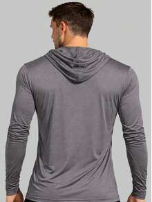 Men's UV Sun Protection Shirt With Hood, Long Sleeves - 灰色 - 查看 2