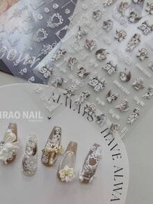 1 Stück Vintage süßer Amor Engel Statue 5D Prägung selbstklebende Nagel Sticker, Vintage Figur Skulptur 3D Nail Art Dekor Nagel Sticker - Verschiedenfarbig - Übersicht 1