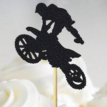 1/13pcs Motorcycle Happy Birthday Cake Topper Black Flash Cake Pick Dirt Bike Birthday Party Cake Decoration Motocross Sports Theme Cake Topper - View 5