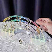 74孔彩虹渐变亚克力耳环展示架，女士耳环首饰收纳架，透明塑料耳环整理展示架 - 炫彩 - 查看 5