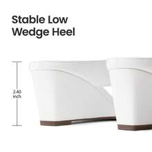 Athlefit Women's Low Wedge Sandals  Dressy Square Open Toe Summer Beach Flip Flops Thong Heeled Sandals Match Any Outfit Effortlessly - 白色 - 查看 9