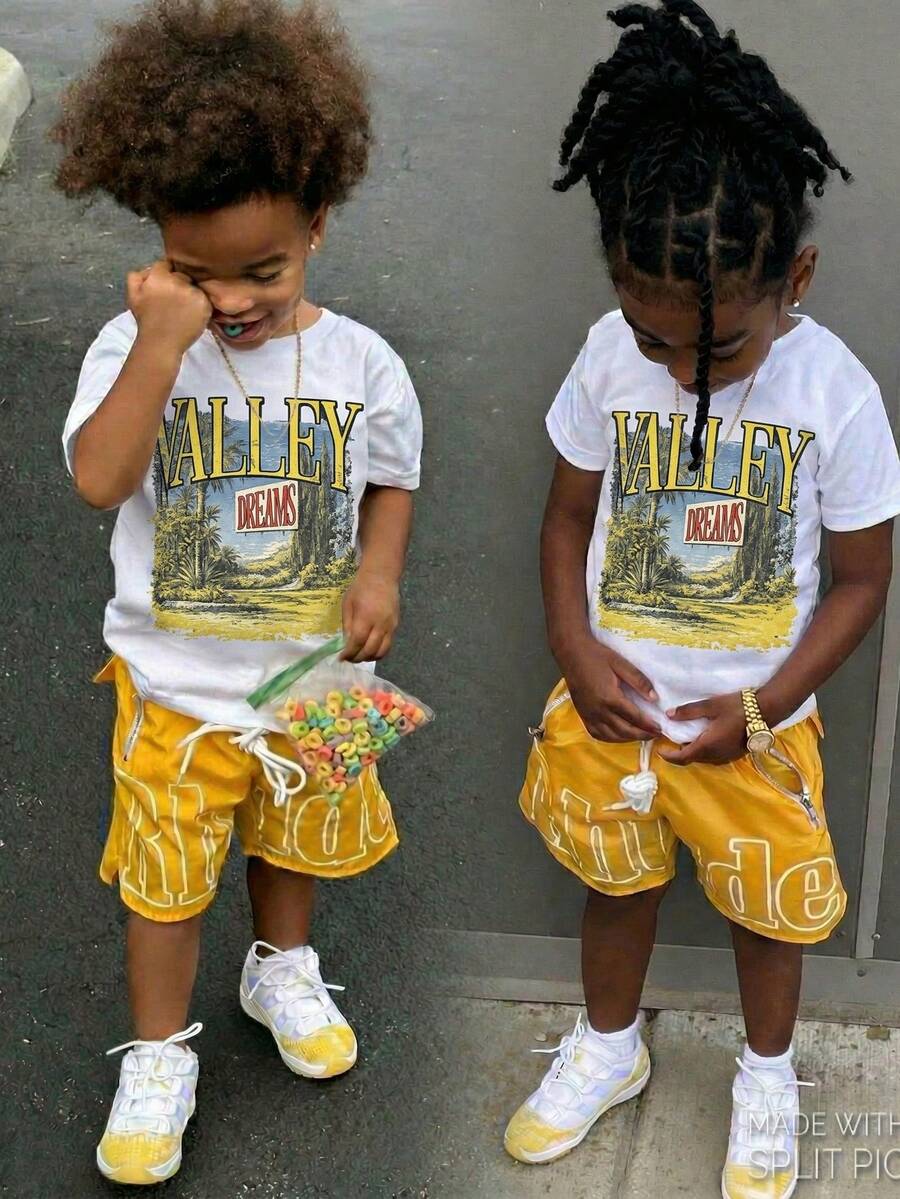 Boys' Cotton Round Neck T-Shirt, Casual And Comfortable Spring And Summer Short-Sleeved Printed Top - 白色 - 查看 1