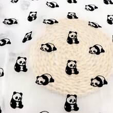 1pc Velvet Panda Animal Pattern Plain Plain Shimmering Ice Flower Wrinkled Organza100% Polyester Fabric | 59.05x19.68 Inch - Black Panda, Tulle Mesh With 3D Panda Pattern | DIY Bows, Party Capes & Photo Backdrops - Default - View 2
