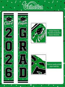 2pcs-Class Of 2026 Graduation Door Banners, Blue Graduation Porch Signs With Grad Cap & Diploma Print, Durable Polyester Decor For Graduation Party - Multicolor - View 19