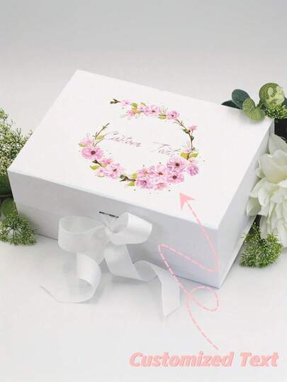 1pc Personalized Gift Box With Lid, Magnetic Decorative Box With Ribbon, Unisex, Foldable Proposal Box Suitable For Christmas, Valentine's Day, Wedding, Birthday And Mother's Day