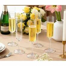 1pc/2pcs/6pcs Acrylic Champagne Glasses, 5.5oz Unbreakable Stemware, Reusable Champagne Flutes, Clear Plastic Martini Cups - Ideal For Cocktails, Champagne And Desserts - Dishwasher & Reusable - Multicolor - View 3