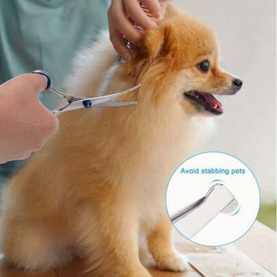 Premium Pet Grooming Scissors Set - Round Tip Design, Stainless Steel Scissors, Suitable For Dogs And Cats