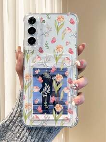 1PC Diseño de jardín primaveral con tulipanes rosados y mariposas en acuarela: Funda transparente tipo billetera, protección completa para la cámara, compatible con iPhone 17/16/15/14/13/12/11/Pro/ProMax, compatible con Galaxy A54/S24 Ultra/Plus, compatible con Moto/Galaxy/Redmi/Honor/OPPO, a prueba de golpes y almacenamiento, diseño minimalista - transparente - Ver 8
