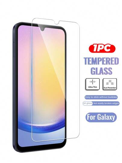 1pc Tempered Glass Screen Protector, Compatible With Samsung Galaxy S26/S26Ultra/A07/A17/A37/A57/A06/A16/A36/A56/A05/A15/A35/A55/A13/A14/A34/A33/A32/A15/A52/S20FE/S21FE/S23FE/S24FE/S21/S22/S23/S24Ultra/S25Ultra Series Fingerprint Unlock Smartphones, High-Definition Screen Protector, Phone Accessories, Suitable For Phone Cases
