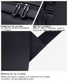 Mochila Negra Impermeable para Hombre, Mochila de Viaje y Estudiantil, Portátil para Laptop de 15.6/16 Pulgadas, Diseño de Negocios y Oficina, Gran Capacidad con Múltiples Compartimentos, Ideal para Uso Diario o Regalo - Ver 9