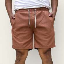 Kit 4 Premium Linen Shorts Bermuda Mauricinho Men's Casual Basic Comfortable Specific Colors, MILITARY GREEN, White, Black (Colorful) - 鏽棕色 - 查看 4