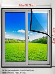 黑色防蚊纱窗，自粘式窗户蚊帐，夏季防虫门，窗户蚊帐 - 黑網黑邊 - 查看 3