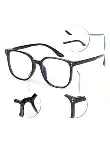 4/1pc Unisex Large Frame Glasses, Simple Design With Multiple Colors, Ideal For Reading, Computer Work & Daily Occasions - Transparent - View 8