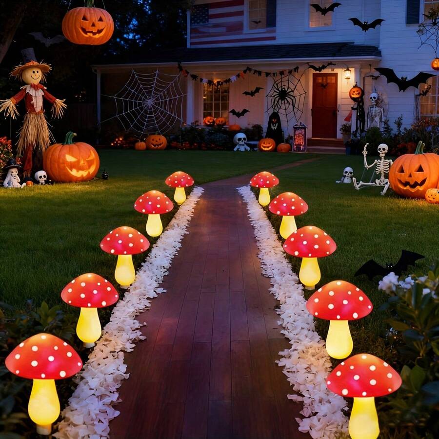 8/12/20 LED Luces solares de estaca con forma de seta para exteriores, 8 modos de iluminación, decoración para jardín, patio, fiesta de Pascua