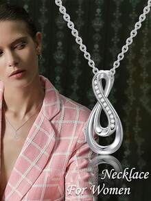 1pc Fashionable Geometric Eternal Symbol 8 Pendant Necklace, Suitable For Women's Daily Wear, Holiday Parties, Thanksgiving, Gifts For Loved Ones, Simple & Comfortable Unisex Jewelry - Necklace 8033 - View 5