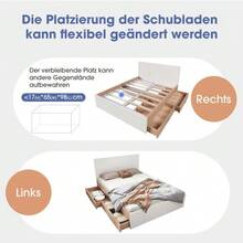 Double Bed, Wooden Bed Frame 160*200cm With 2 Drawers, Modern Bed Including Bed Frame And Slatted Base - 207*80*165cm (L*H*W) In Oak/White (With Mattress) - White - View 4