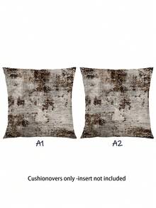 2pcs,Modern Abstract Distressed Texture Pillow Covers,Home Decor,Gift,Faux Linen Polyester Material,Hidden Zipper,No Filling,Suitable For Home Decoration,Living Room Decoration,Pillow Covers,Cushion Covers - Chocolate Dark Brown - View 13