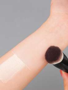 1支超薄宽舌形圆粉底刷，无痕遮瑕，不卡粉，柔软刷毛化妆工具 - 黑色 - 查看 5
