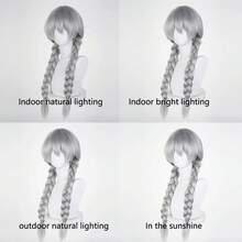 39英寸长直发新款电影版朱迪兔假发长灰色合成动漫万圣节派对耐热假发 - 灰色 - 查看 9