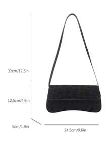 Elegant Black Velvet Shoulder Bag – Timeless Retro Design, Soft Texture, Perfect For Evening Events, Parties, And Sophisticated Daily Outfits - Black - View 7