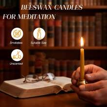 12/40/70支装 30分钟冥想蜡烛，蜂蜡蜡烛，迷你锥形蜡烛配黄铜烛台，瑜伽放松祈祷蜡烛礼品 - 0.39*3.15inch - 查看 7