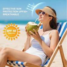 Three Pieces Adjustable Straw Hat With A Flat Top, New Summer Fashionable And Neutral Foldable Wide-Brimmed Sun Hat, Casual Multi-Functional Bohemian Retro Street Elegant Style, Polyester Fabric, Spring And Summer Style - Multicolor - View 5