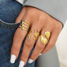 3pcs/1pc Irregular Wing-Shaped Ring, 18K Gold-Plated Stainless Steel Ring, High-End Fashionable And Elegant Lady's Ring, 304 Stainless Steel Ring, Minimalist High-End Personalized Jewelry, Multi-Purpose Design Suitable For Holidays And Daily Wear, Suitable For Girlfriend And Wife, Perfect For Daily Parties And Gatherings - Multicolor - View 6