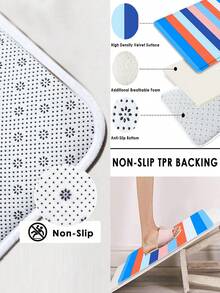 1/4 件套北欧极简条纹浴室浴帘套装，72 英寸*72 英寸 - 彩色条纹防水耐用浴室配件 - 包括马桶盖套、U 型马桶垫和防滑地垫，采用针织涤纶面料制成 - 可水洗，防霉 - 适合春季、家庭/酒店/单身公寓/户外露营/学校宿舍/西式/度假浴室装饰，返校必备，乔迁礼物[附赠 12 个挂钩] - 彩虹條紋 - 查看 6