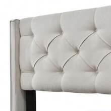 Upholstered Hydraulic Double Bed 160x200cm, Slatted Bed With Metal Frame, Modern Bed Frame With Storage Space, Cotton, Light Grey (With Mattress) - Light Grey - View 4