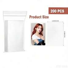 TOOUEE 100张/包 透明Kpop小卡套，尺寸58*89mm，采用无PVC、无酸材料制成，适用于Kpop专辑小卡，超透明，厚度200微米，是小卡收藏家、Kpop粉丝和专辑小卡爱好者的理想之选。 - 無色 - 查看 9