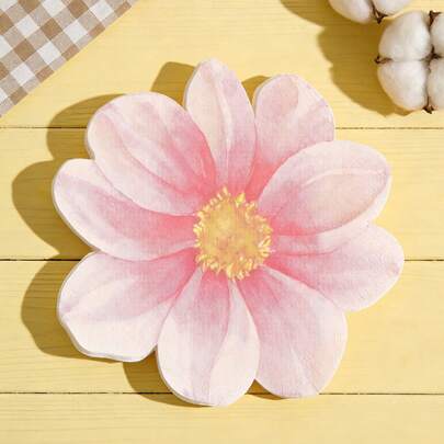 50 piezas 33*33CM/12.99*12.99IN Servilletas desechables para fiesta, material de papel, estilo fresco e inspirador, patrón de flores grandes de acuarela en degradado rosa y blanco (forma de pétalo), servilletas con tema floral de primavera para decoración de fiestas, adecuadas para picnics de primavera de niñas, despedidas de soltera, reuniones familiares íntimas